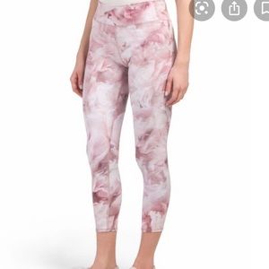 Pastel pink floral high waist leggings crop medium